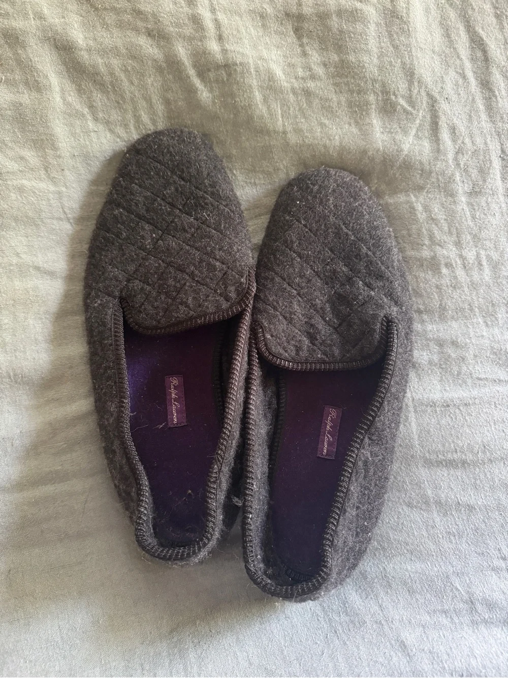 Ralph Lauren Purple Label Gray Slip-On Slippers
